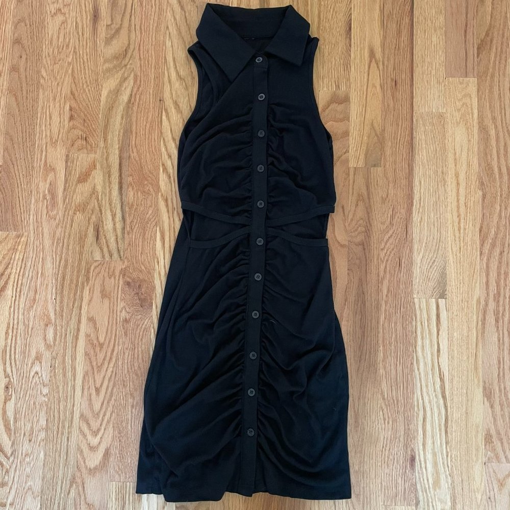 SHEIN Ruched Cutout Mini Dress Sleeveless Collar Button Down Bodycon Size Small - Picture 11 of 14